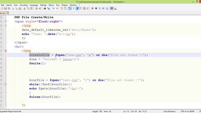 PHP Fundamentals Bangla Tutorial Part-35 (File Create & Write) смотреть онлайн