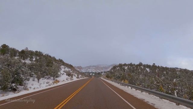 Snowy Desert Scenic Drive | Zion National Park to Coral Pink Sand Dunes State Park 4K | Utah смотреть онлайн