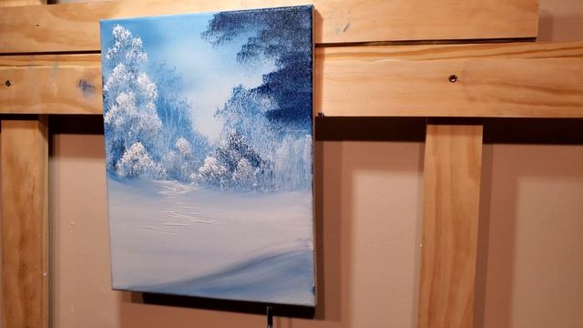 Bob Ross Style Oil Winter Painting By Certified Instructor