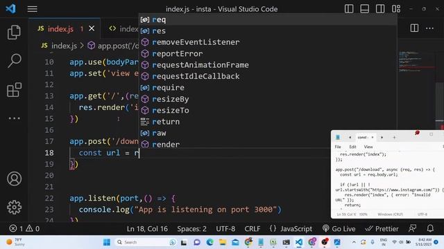 Node.js Express Instagram API to Download Posts & Videos of User Using URL Using EJS in Browser смотреть онлайн