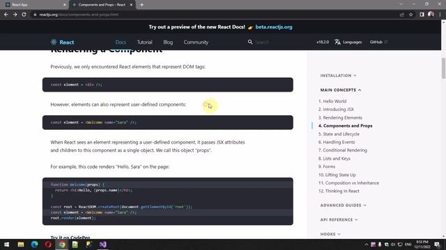 React 4. Rendering Elements. Components and Props смотреть онлайн