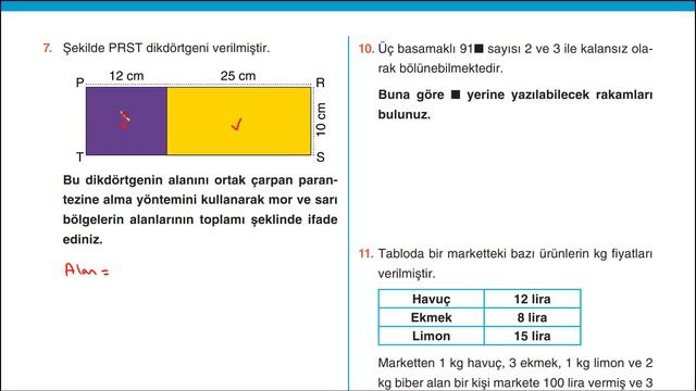 6. Sınıf Matematik 1.Dönem 1.Yazılı Soruları #2024