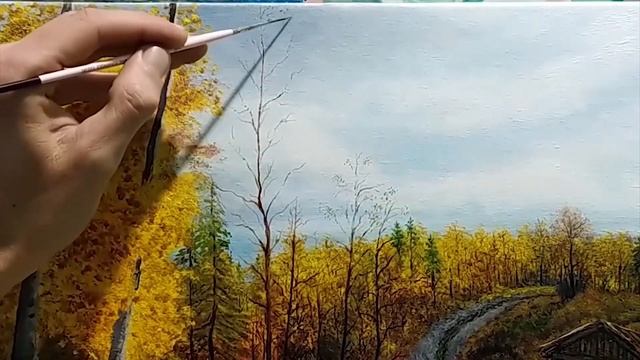 Осенний пейзаж маслом|autumn landscape oil смотреть онлайн