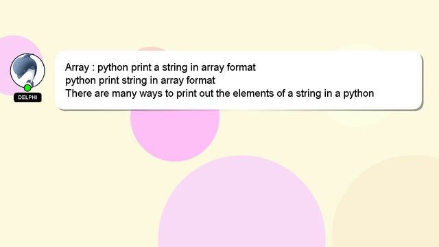 Array : python print a string in array format смотреть онлайн