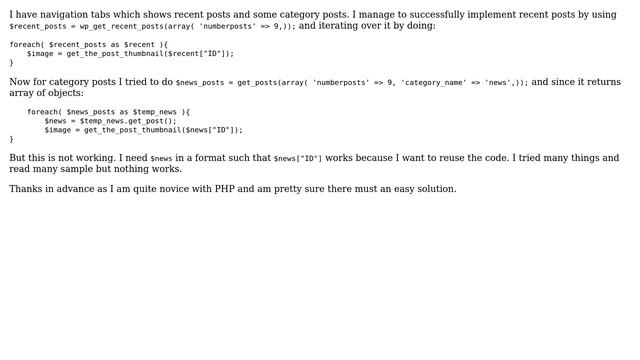 Wordpress: How to convert return type of 'get_posts()' same as 'wp_get_recent_posts()'? смотреть онлайн