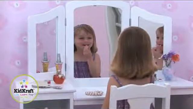 Деревянный туалетный столик Deluxe Vanity & Chair KidKraft 13018 смотреть онлайн