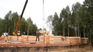 Построили дом из огромных бревен. Пошаговый процесс строительства