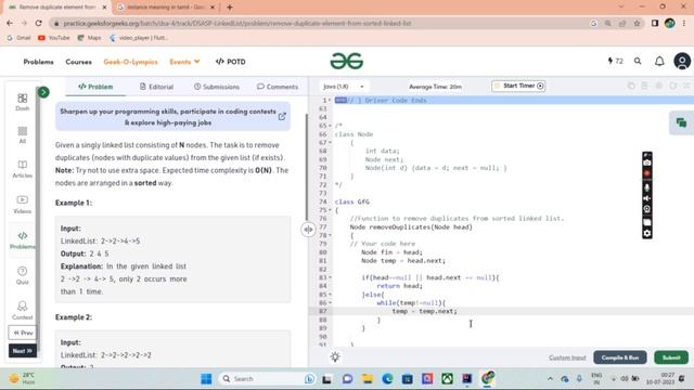 Remove duplicate element from sorted linked list in java | linked list | GeeksforGeeks | The Advent смотреть онлайн