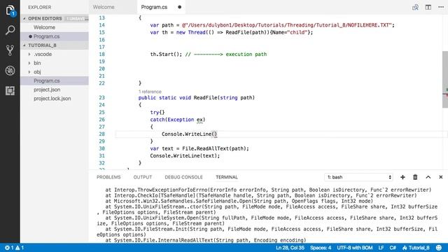 C# Threading: Exception Handling смотреть онлайн
