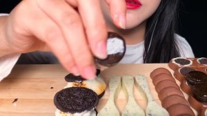 ASMR OREO ICE CREAM, OREO COOKIES, EDIBLE SPOON CHOCOLATE, MAGNUM MUKBANG 오레오 아이스크림 먹방 EATING SOUND
