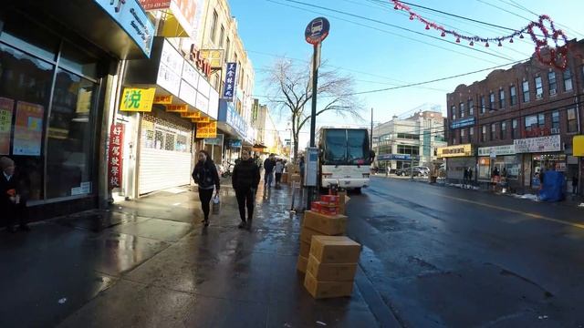⁴ᴷ Walking Tour of Sunset Park Brooklyn NYC - 8th Avenue from 62nd Street to 50th Street