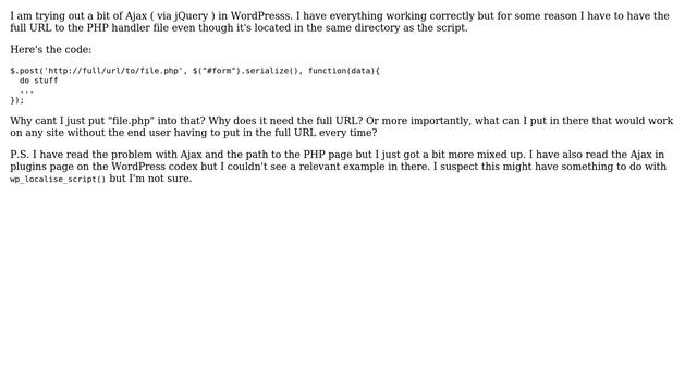Wordpress: Ajax in WordPress - path issue смотреть онлайн