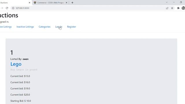 CS50 Web Programming With Python and Javascript Project 2 Commerce Submission смотреть онлайн