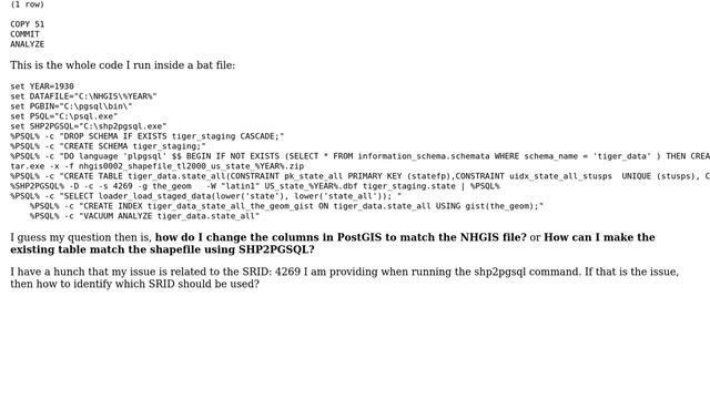 How to add US State NHGIS historical GIS data to PostGIS? ERROR: INSERT has more target columns... смотреть онлайн