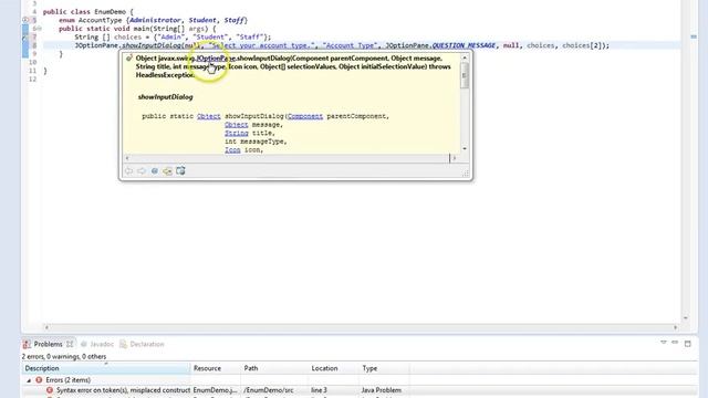 enum JOptionPaneInputDialog смотреть онлайн