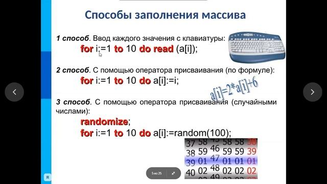 Одномерные массивы целых чисел смотреть онлайн