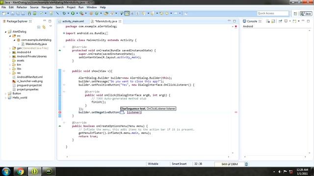 alert dialog android application using eclipse IDE android source code смотреть онлайн