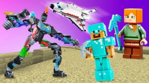 Видео обзор игры Minecraft - Стив и Алекс Майнкрафт ЛЕГО на Луне! - Летсплей и Игры битвы роботов