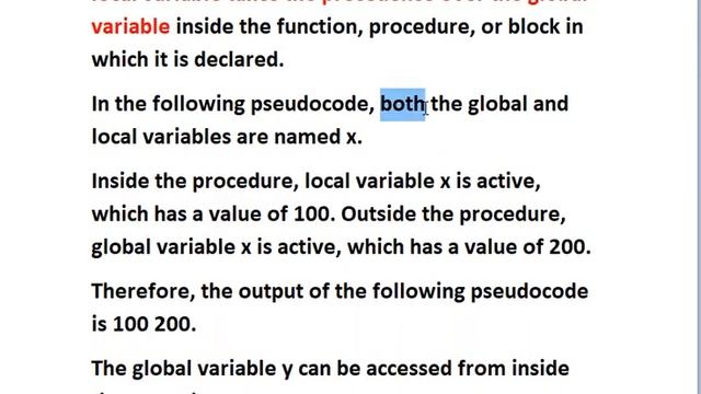 Pseudocode segment to Show the Local and Global Variables having the Same Name смотреть онлайн