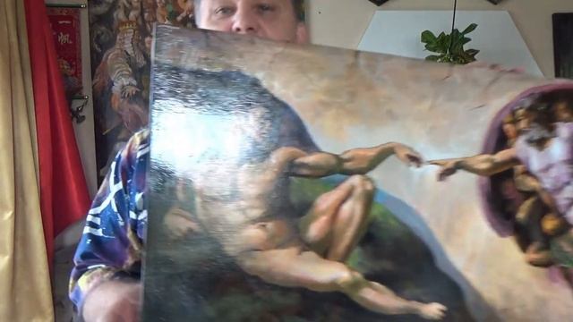 Закончил заказ: копия фрески Микеланджело, Сотворение Адама