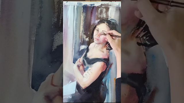 Портрет акварелью. Автопортрет. смотреть онлайн