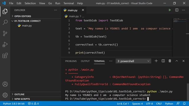 PYTHON TIPS 01# Correct Spelling شرح بالعربي - تصحيح الأخطاء الإملائية смотреть онлайн