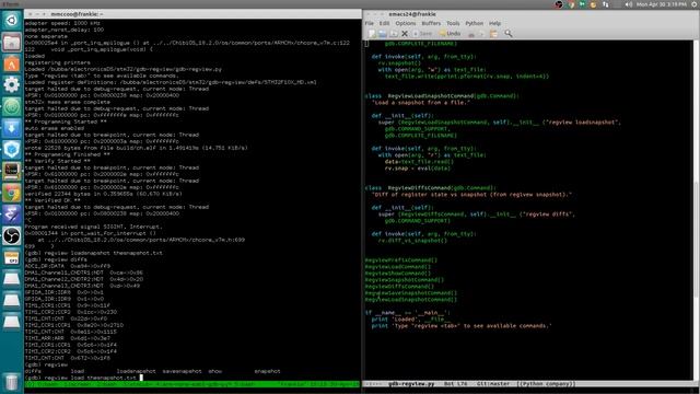 Comparing register states in embedded gdb with regview смотреть онлайн