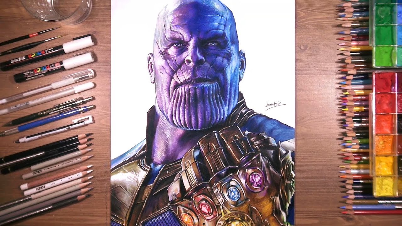 Drawing Of Thanos With Infinity Gauntlet