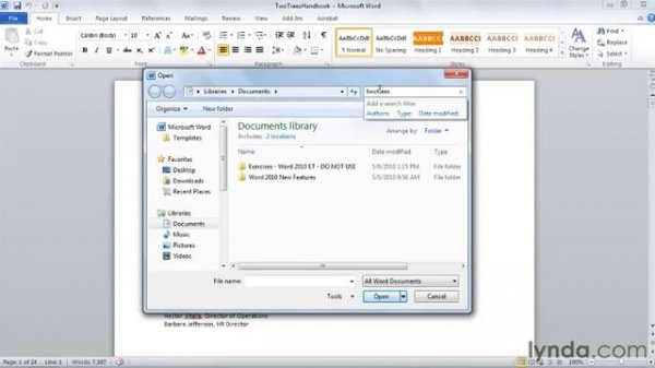 Word Tutorial - Find and open Microsoft Word documents