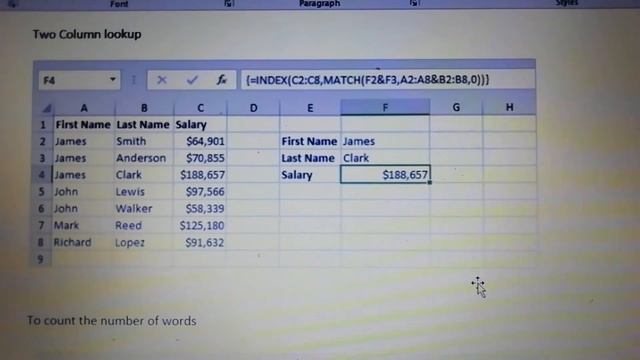 Excel formulas for two way lookup, finding unique values and counting words in a cell смотреть онлайн