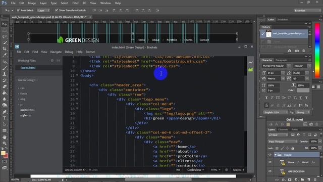 PSD To HTML Convert use HTML5 CSS3 and Bootstrap Part- 2 [BANGLA] смотреть онлайн
