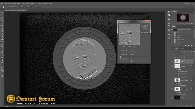Создаём монеты с портретом. Урок Photoshop. смотреть онлайн