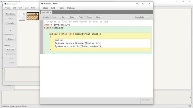 BlueJ Environment - Java Programming For Class 9 ICSE - Identify the Number as Even or Odd смотреть онлайн