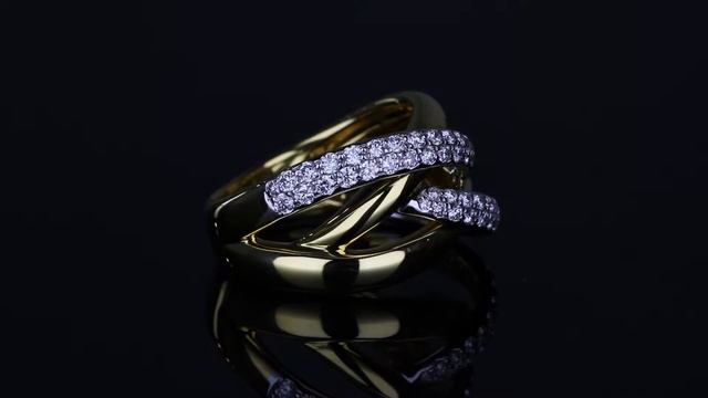 18 Karat Gold Two Tone Criss Cross Ladies Ring with .75 total carat weight of diamonds смотреть онлайн