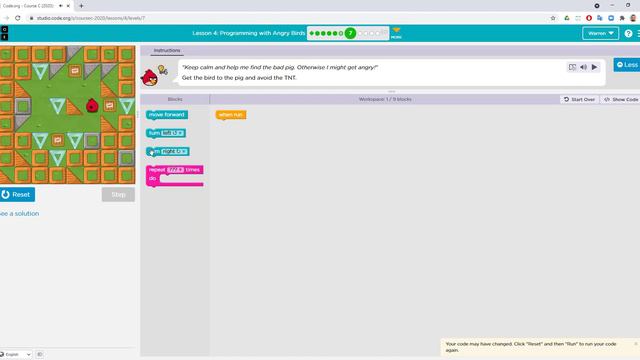 Angry Birds (Code org) смотреть онлайн