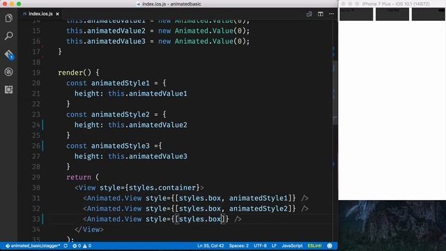 Stagger React Native Animations with Animated.stagger смотреть онлайн