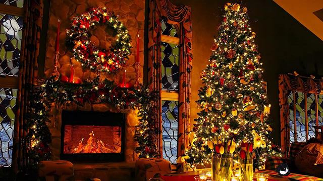 Best Jazz Christmas Carols With Crackling Fireplace 🎄🎄🎄Christmas Carol / Jazz Collection With Vocal