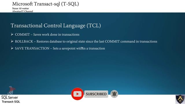 7- Transactional Control Language (TCL) أيعازات السيطرة على التغيرات على البيانات смотреть онлайн
