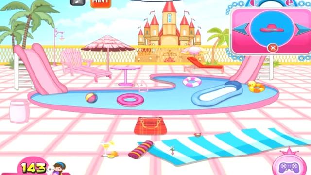 Disney Princess Swimming Pool Decor Kids Games смотреть онлайн