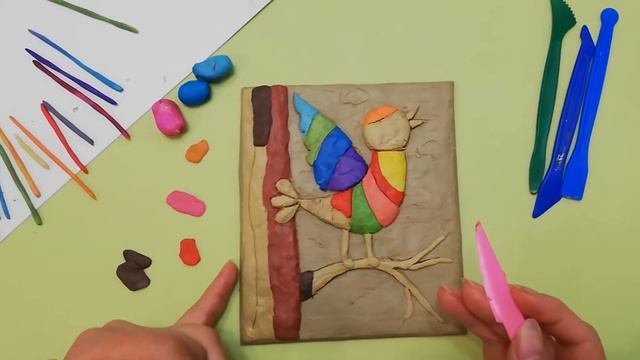 Урок по лепке. Рельефная птичка. смотреть онлайн