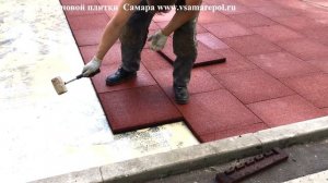 Монтаж  резиновой плитки на ровное жесткое основание