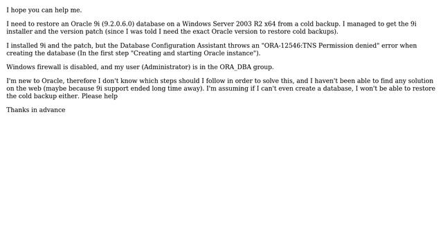 Databases: Oracle TNS Permission denied when creating database смотреть онлайн