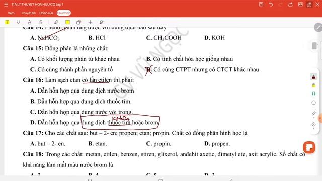 LỚP 11: SỬA TRẮC NGHIỆM HIDROCACBON-P1 смотреть онлайн