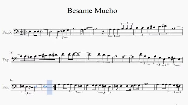 Partitura Besame Mucho versión dos fagot смотреть онлайн