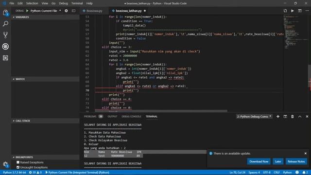 Penerapan Python #3 - Part 3 (Nested Loop, Conditional IF,dict to int) смотреть онлайн