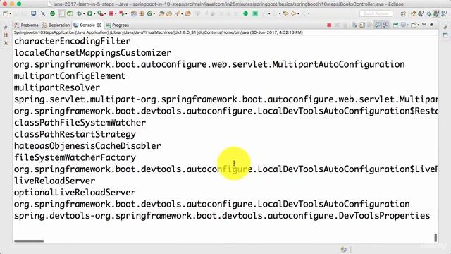 Spring framework Tutorial (100 Step 10 Spring Boot Developer Tools) смотреть онлайн