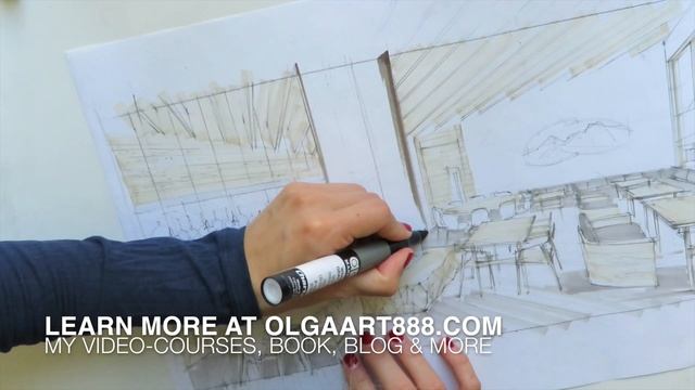?Interior Sketch Commission STEP-BY-STEP: how to draw a restaurant with markers смотреть онлайн
