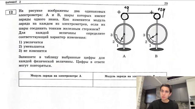 На рисунке изображены два одинаковых электрометра: А и В, шары к которых имеют заряды - №27239 смотреть онлайн