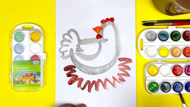 Рисуем Курочку РЯБУ из сказки - Урок рисования для малышей