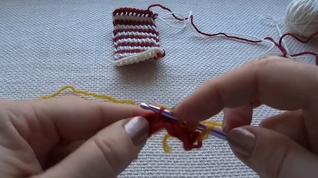 Тунисское вязание крючком. Узор "Разноцветные полосы". смотреть онлайн